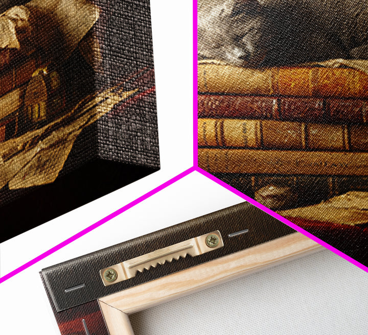 Cat Sleeping on a Book Stack Canvas Print, Library Art, Moody Wall Art, Library Decor, Fine Art, Archive, Gallery Decor, LIB-1x1-31
