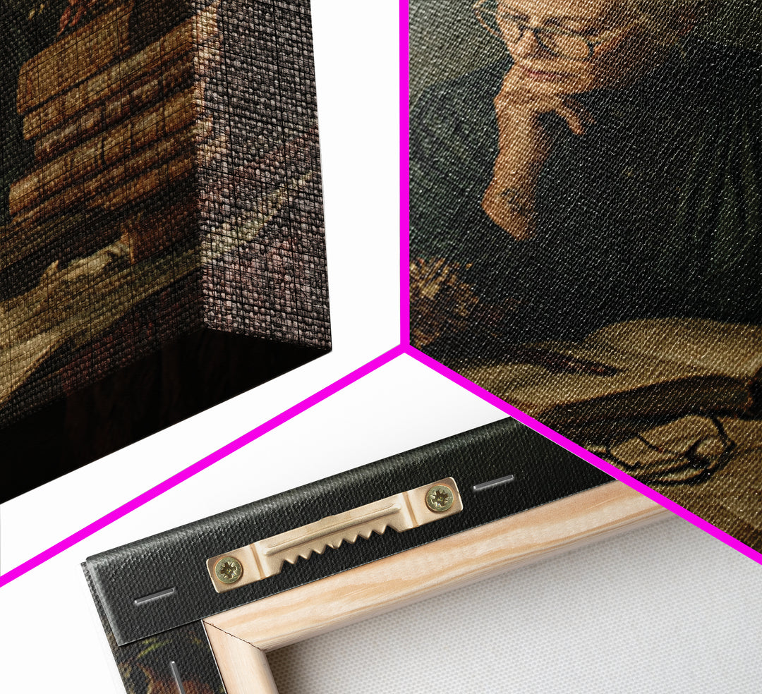 Classical Scholar Portrait Canvas Print, Library Art, Boho Decor, Library Decor, Fine Art, Archive, Digital Art, LIB-1x1-82