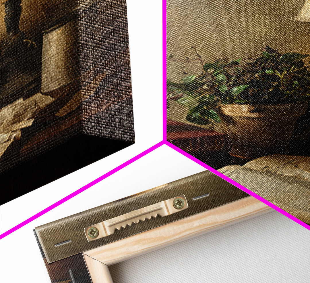 Warm Reading Lamp and Small Plant Still Framed Canvas Print, Library Art, Wall Art, Library Decor, Oil Painting, Archive, LIB-1x1-93