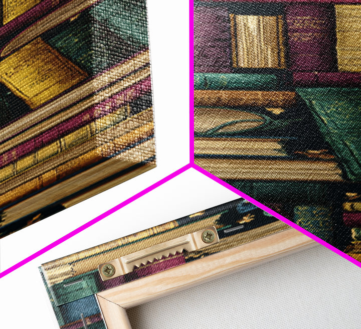 Library Shelf Pattern Canvas Print, Library Art, Unique Wall Art, Library Decor, Fine Art, Archive, Dark Academia Art, LIB-1x3-23