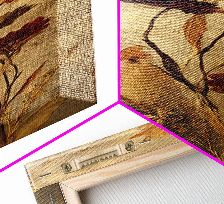 Botanical Pressed Flowers Inside Old Pages Framed Canvas Print, Library Art, Wall Art, Library Decor, Watercolor Art, Archive, LIB-1x3-69