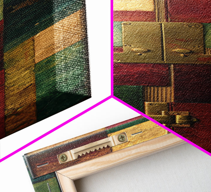 Ancient Book with Brass Clasps Canvas Print, Library Art, Watercolor Painting, Library Decor, Fine Art, Archive, Black Cat Art, LIB-1x3-73