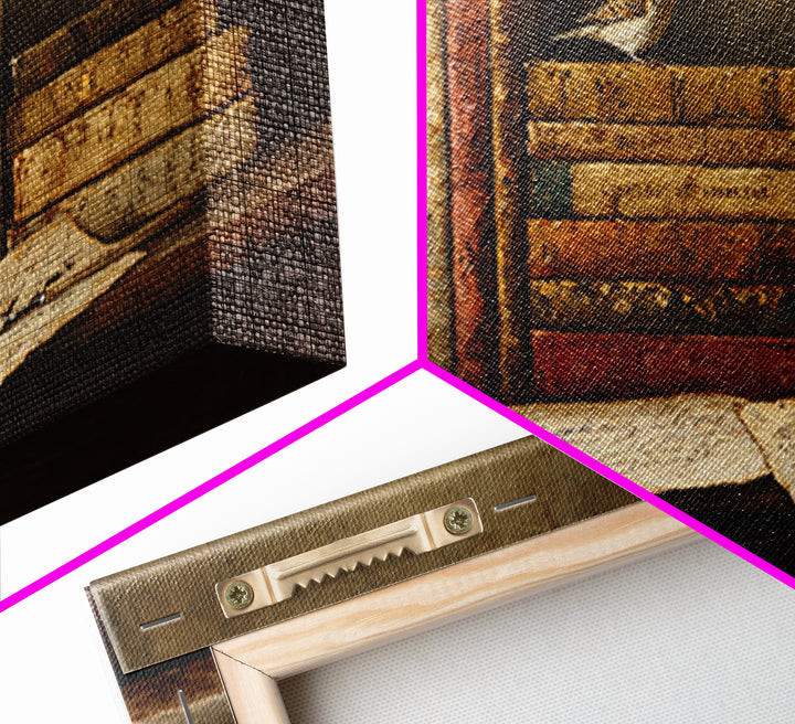 Open Book Releasing Tiny Birds Framed Canvas Print, Library Art, Living Room Decor, Library Decor, Fine Art, Archive, LIB-2x1-72