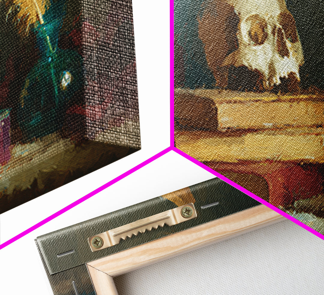 Dark Academia Skull Book and Quill Still Canvas Print, Library Art, Unique Wall Art, Library Decor, Fine Art, Archive, LIB-2x1-73