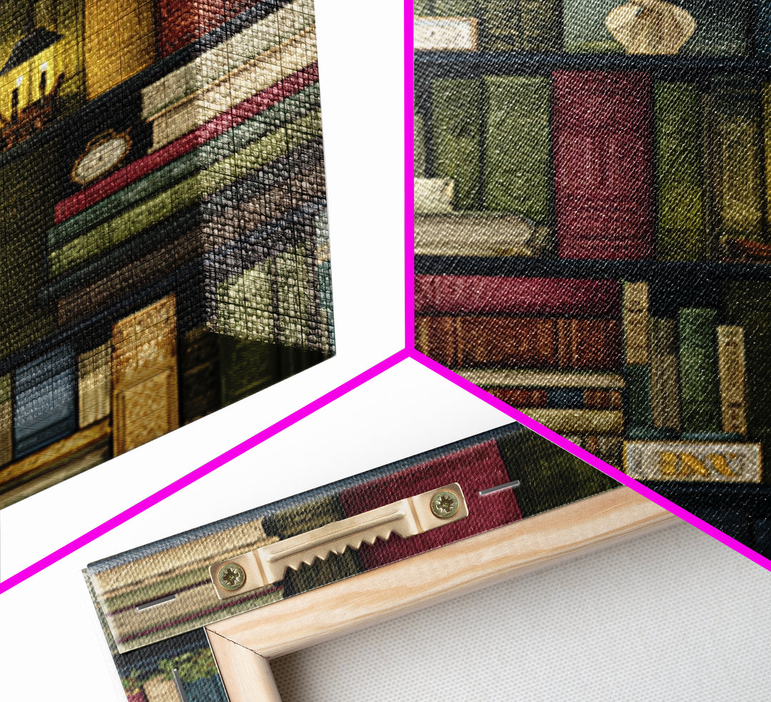 Library Shelf Pattern Canvas Print, Library Art, Gothic Wall Art, Library Decor, Fine Art, Archive, Bookish Wall Art, LIB-2x3-67