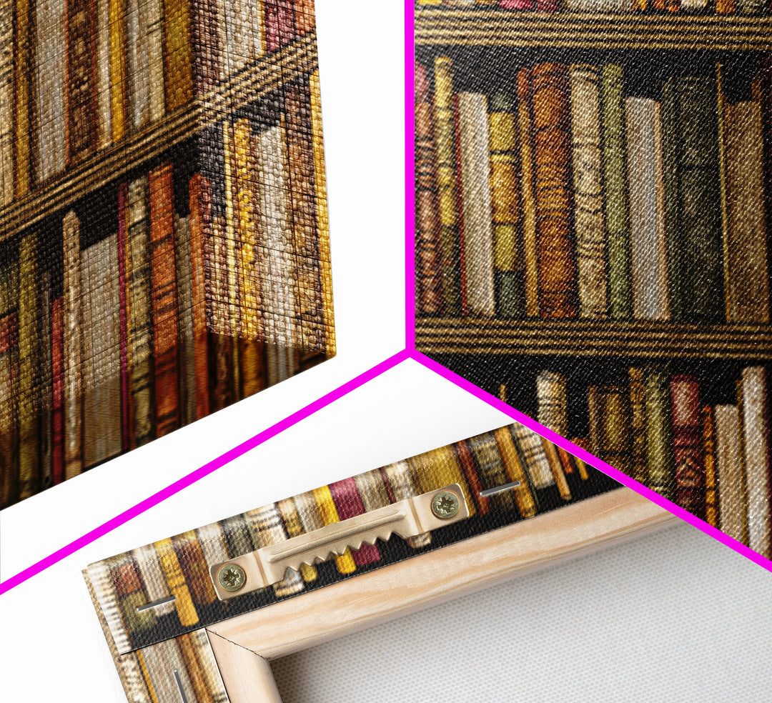 Library Shelf Pattern Canvas Print, Library Art, Fine Art Print, Library Decor, Fine Art, Archive, Painting, Digital Art, LIB-3x1-3