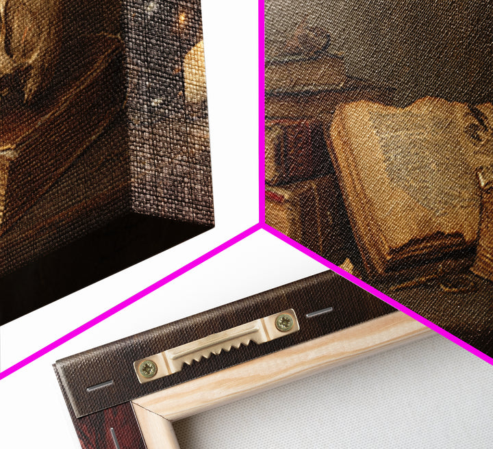 Dark Academia Skull Book and Quill Still Framed Canvas Print, Library Art, Gallery Decor, Library Decor, Fine Art, Archive, LIB-3x1-69