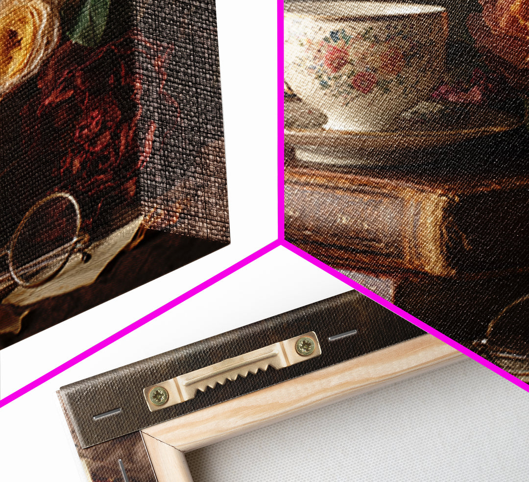 Teacup Beside a Novel and Roses Canvas Print, Library Art, Library Decor, Fine Art, Archive, Neutral Decor, Modern Decor, LIB-3x2-66