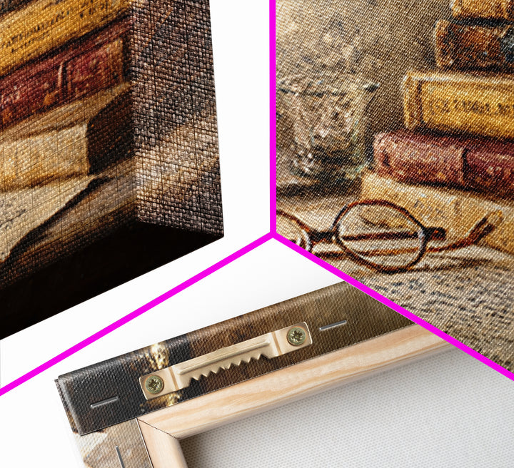 Antique Spectacles on a Manuscript Canvas Print, Library Art, Contemporary Art, Library Decor, Archive, Wall Art Print, LIB-3x2-72
