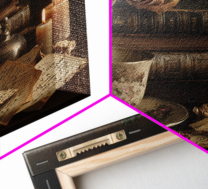 Teacup Beside a Novel and Roses Framed Canvas Print, Library Art, Black Cat Art, Library Decor, Fine Art, Archive, Luxury Decor, LIB-3x2-90