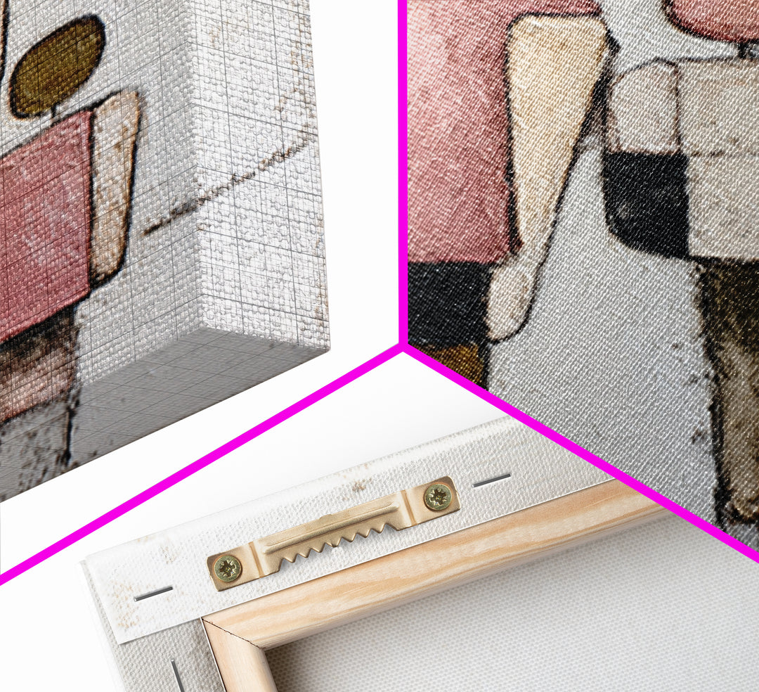 Abstract Family Figures Framed Canvas Print, Line Art, Decor, Living Room Decor, Fine Art, Line, Living Room Wall Art, LIN-1x1-48