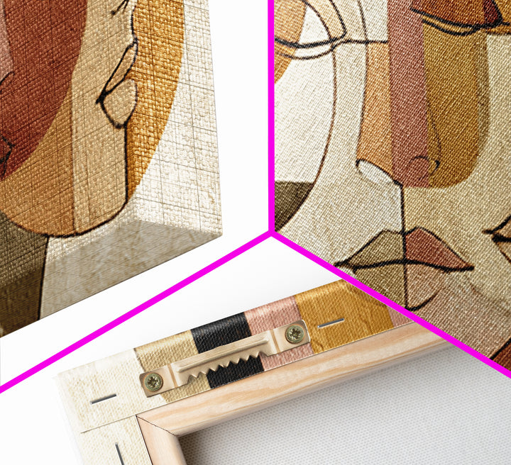 Continuous Line Female Face Canvas Print, Line Art, Gallery Wall Set, Living Room Decor, Fine Art, Line, Textured Painting, LIN-2x1-93