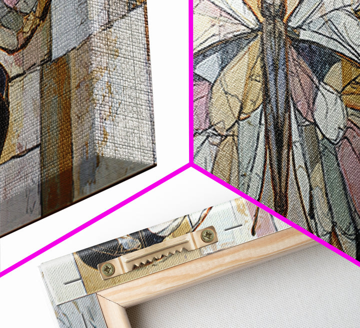 Line Art Butterfly Canvas Print, Line Art, Jesus Wall Art, Living Room Decor, Abstract Art, Line, Statement Artwork, LIN-3x1-86