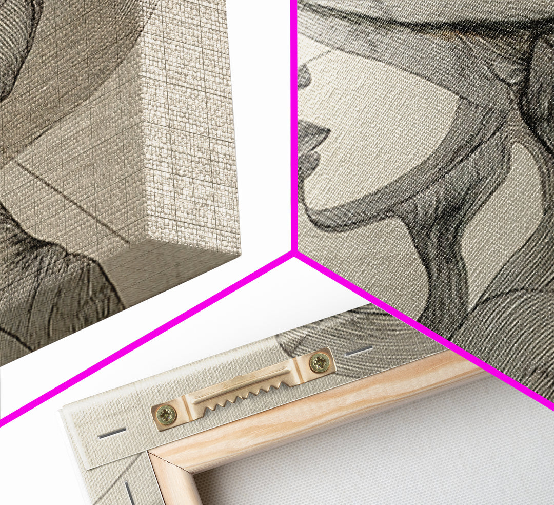 Line Drawing of a Woman Framed Canvas Print, Line Art, Contemporary Art, Living Room Decor, Fine Art, Line, Boho Wall Art, LIN-3x2-71