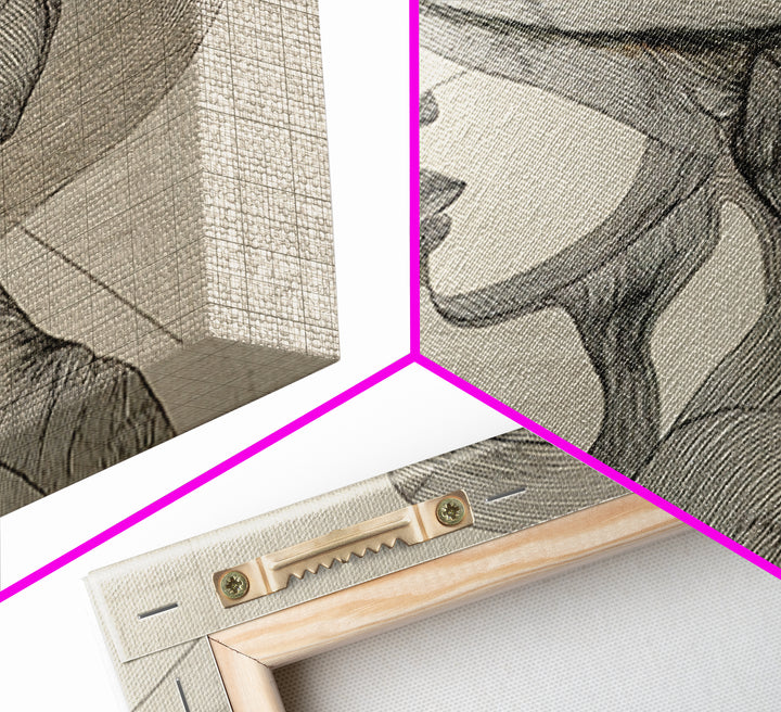 Line Drawing of a Woman Framed Canvas Print, Line Art, Contemporary Art, Living Room Decor, Fine Art, Line, Boho Wall Art, LIN-3x2-71