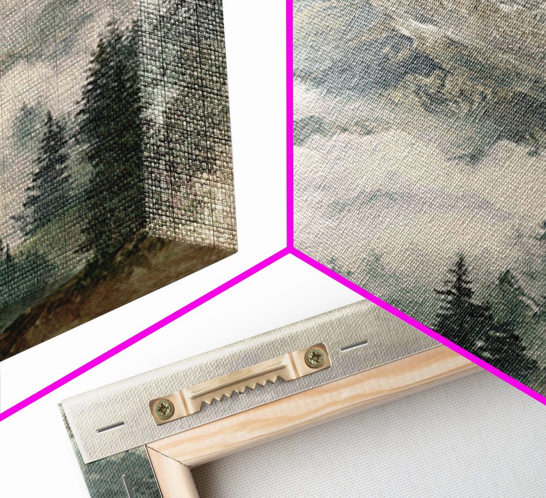 Classic Mountain Panorama for Cozy Interiors Framed Canvas Print, Living Room Art, Room Decor, Living Room Decor, Living, LIR-1x1-40