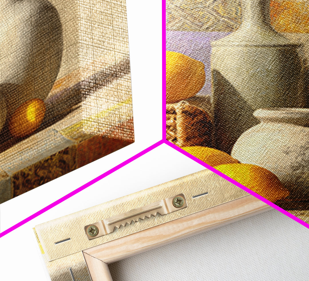 Warm Mediterranean Lemon Still Life Framed Canvas Print, Living Room Art, Dopamine Decor, Living Room Decor, Abstract Art, LIR-1x1-42