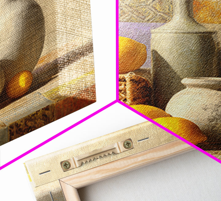 Warm Mediterranean Lemon Still Life Framed Canvas Print, Living Room Art, Dopamine Decor, Living Room Decor, Abstract Art, LIR-1x1-42