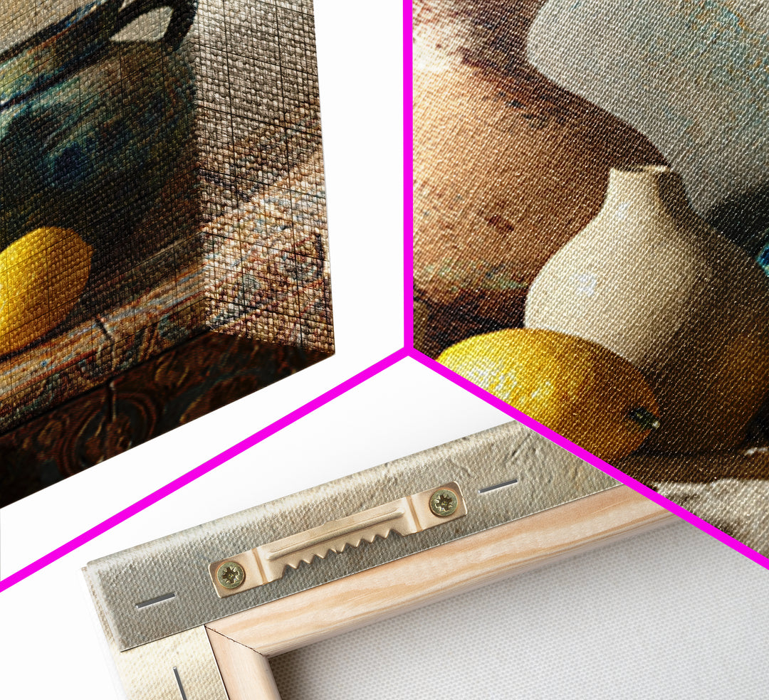 Warm Mediterranean Lemon Still Life Canvas Print, Living Room Art, Neutral Decor, Living Room Decor, Fine Art, Living, LIR-1x1-90