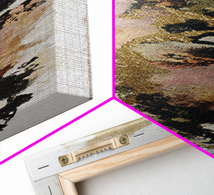 Gold Accented Abstract Brushwork Canvas Print, Living Room Art, Living Room Wall Art, Living Room Decor, Abstract Art, Living, LIR-1x3-2