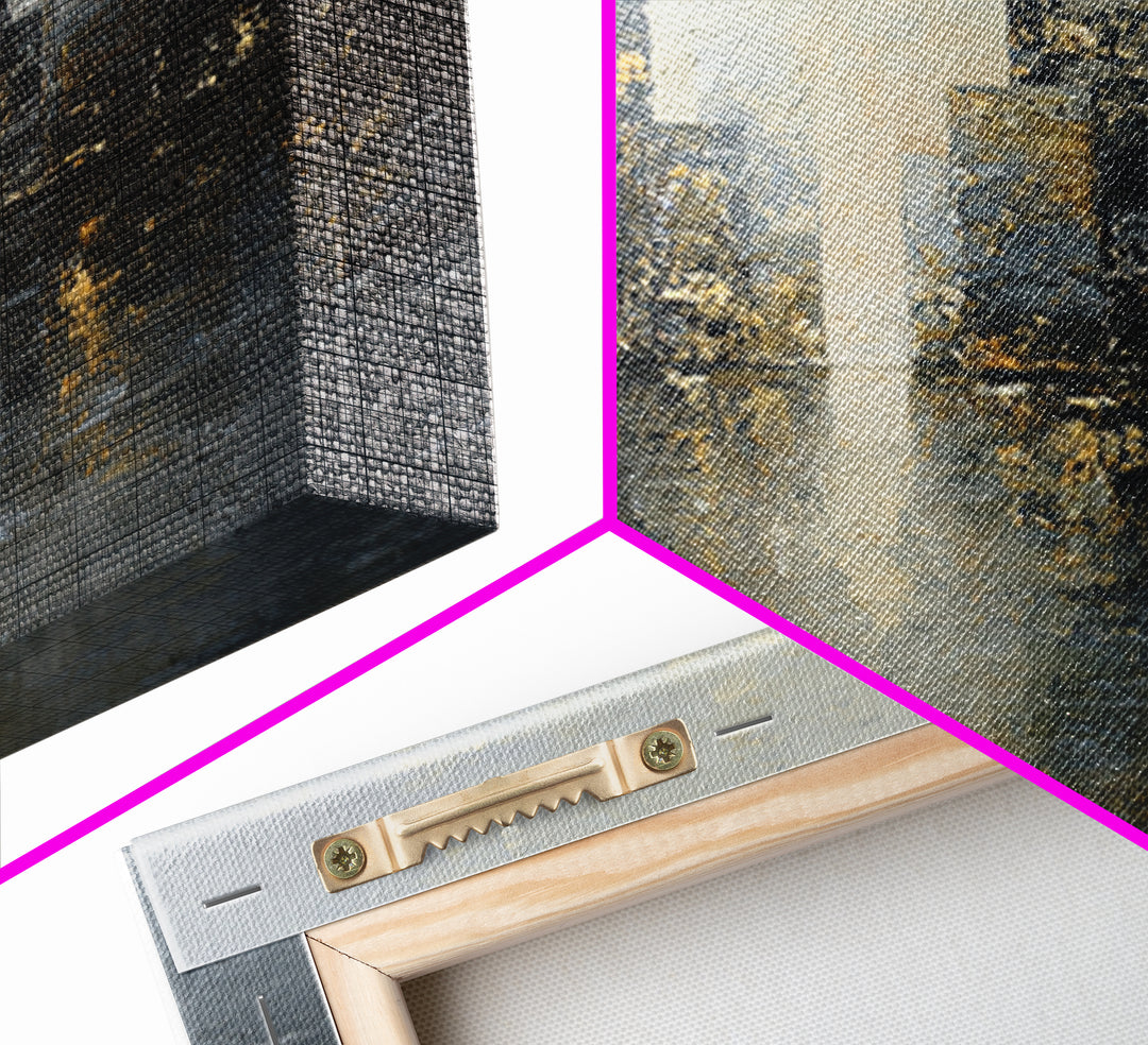 Modern City Skyline Framed Canvas Print, Living Room Art, 3 Piece Wall Art, Living Room Decor, Abstract Art, Living, LIR-1x3-34
