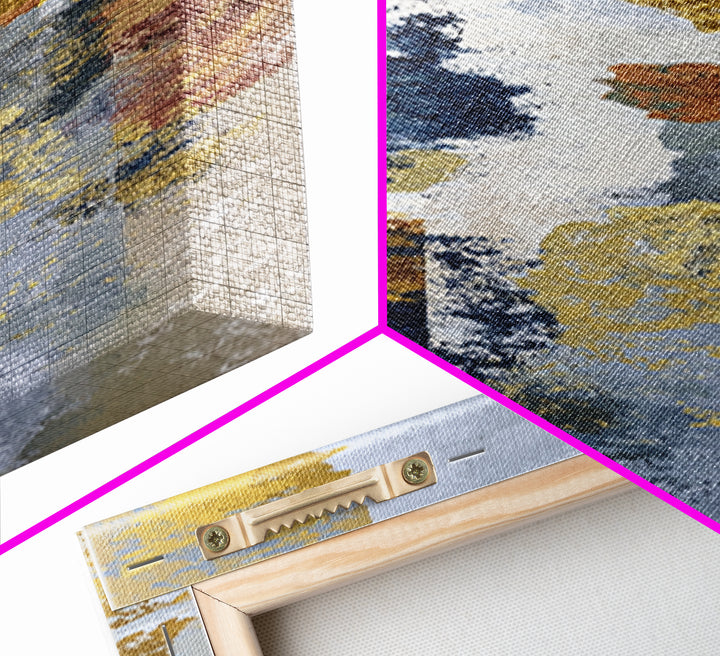 Gold Accented Abstract Brushwork Canvas Print, Living Room Art, Textured Painting, Living Room Decor, Abstract Art, Living, LIR-1x3-98