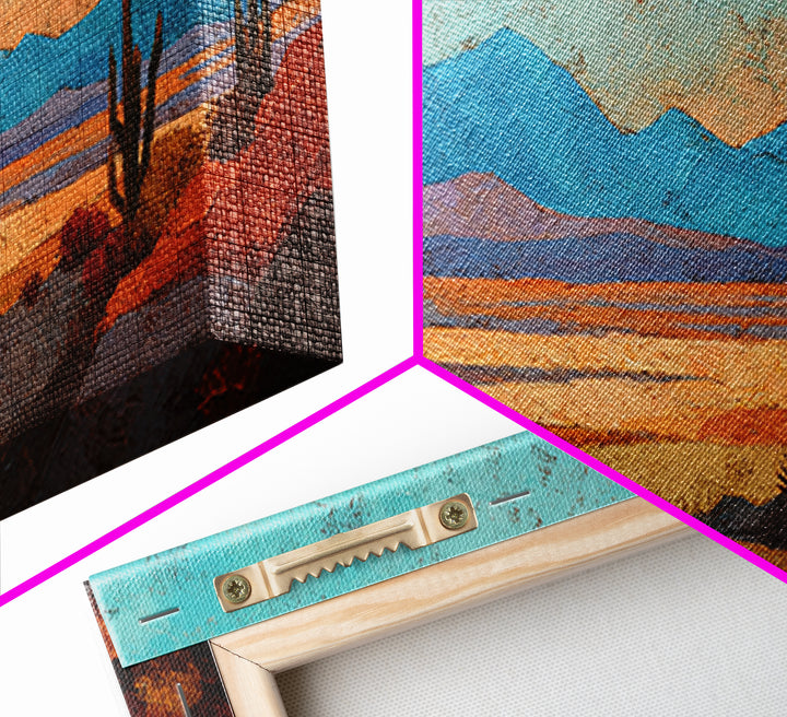 Earthy Desert Landscape Framed Canvas Print, Living Room Art, Living Room Decor, Watercolor Art, Living, New Home Gift, LIR-2x1-56