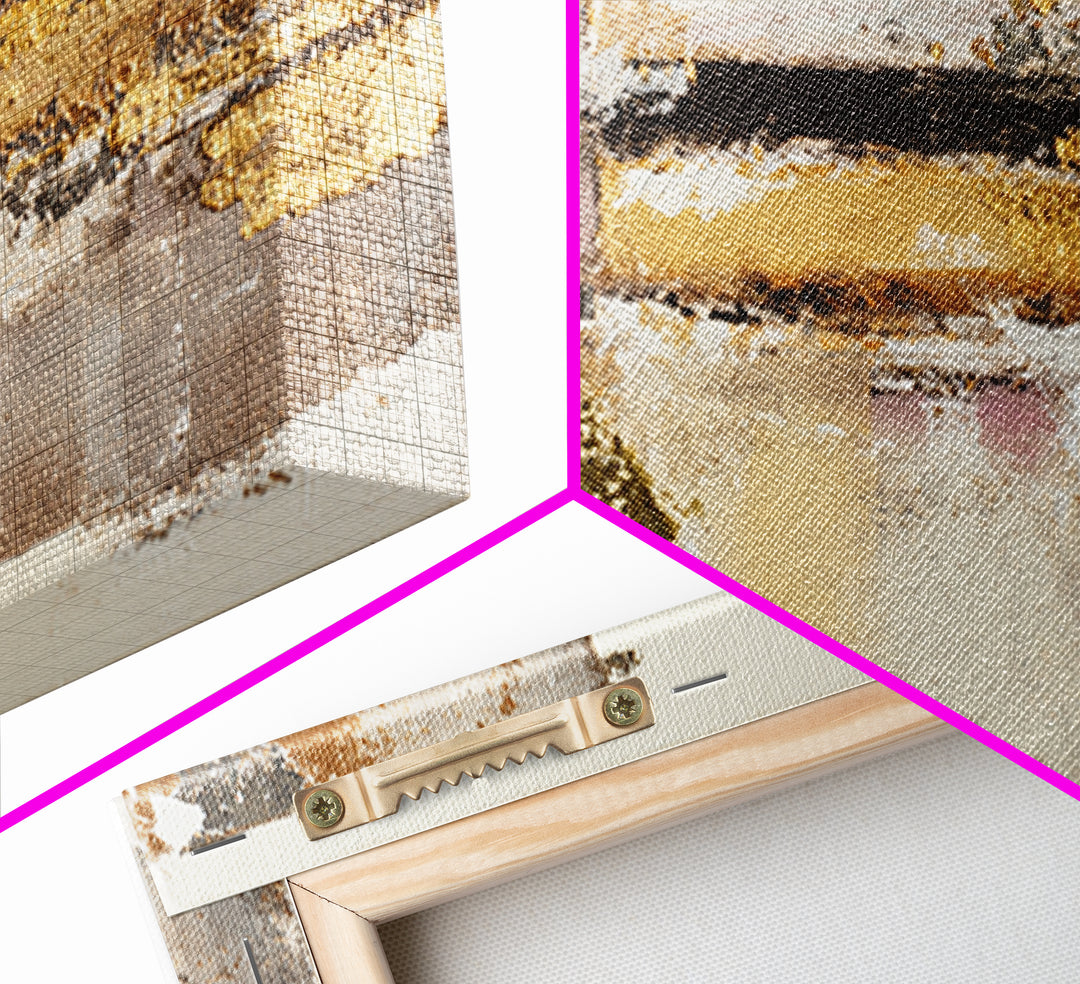 Gold Accented Abstract Brushwork Canvas Print, Living Room Art, Digital Prints, Living Room Decor, Abstract Art, Living, LIR-2x1-58