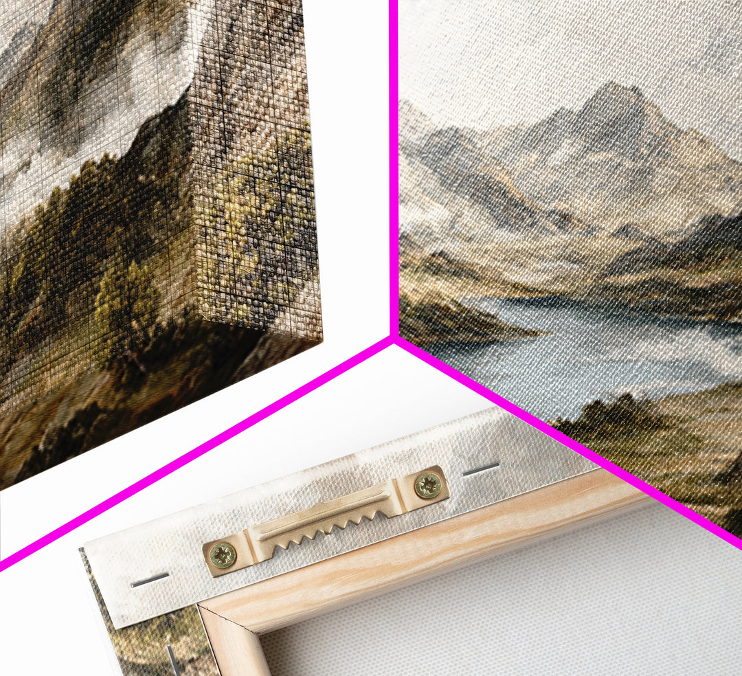 Classic Mountain Panorama for Cozy Interiors Framed Canvas Print, Living Room Art, Home, Living Room Decor, Fine Art, Living, LIR-2x1-60