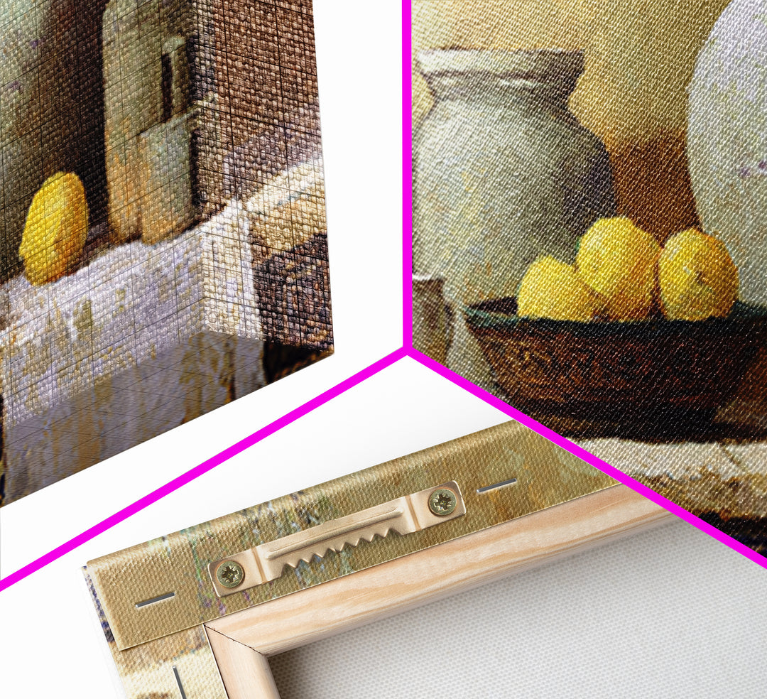 Warm Mediterranean Lemon Still Life Framed Canvas Print, Living Room Art, Art Print, Living Room Decor, Fine Art, Living, LIR-2x1-86