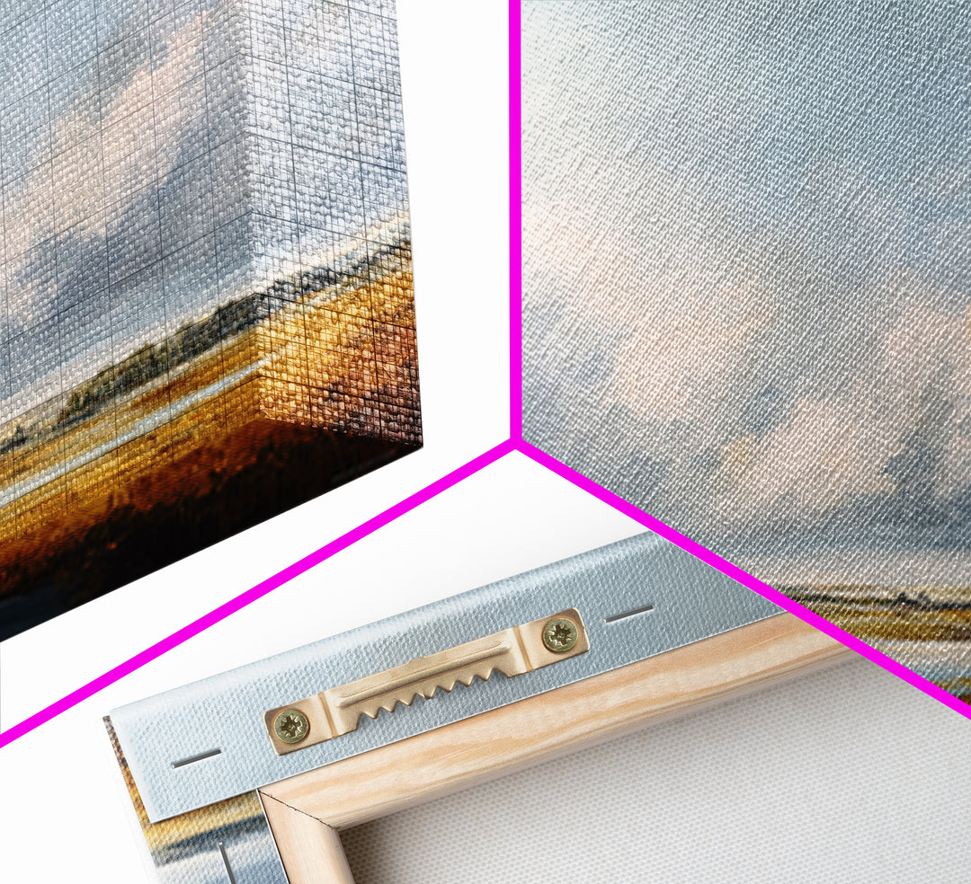 Modern Landscape with Expansive Calm Sky Framed Canvas Print, Living Room Art, Neutral Decor, Living Room Decor, Oil Painting, LIR-2x1-95