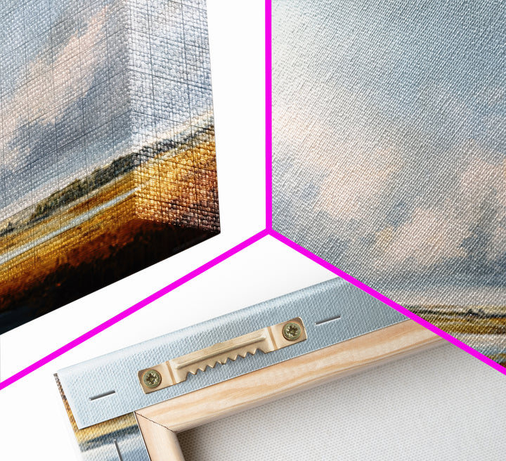 Modern Landscape with Expansive Calm Sky Framed Canvas Print, Living Room Art, Neutral Decor, Living Room Decor, Oil Painting, LIR-2x1-95