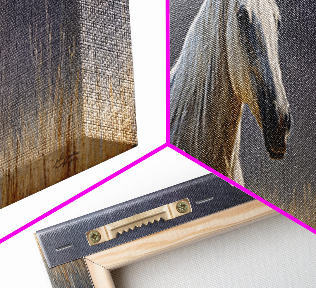 Contemporary Horse Portrait Framed Canvas Print, Living Room Art, Mid Century Modern, Living Room Decor, Oil Painting, Living, LIR-3x1-2