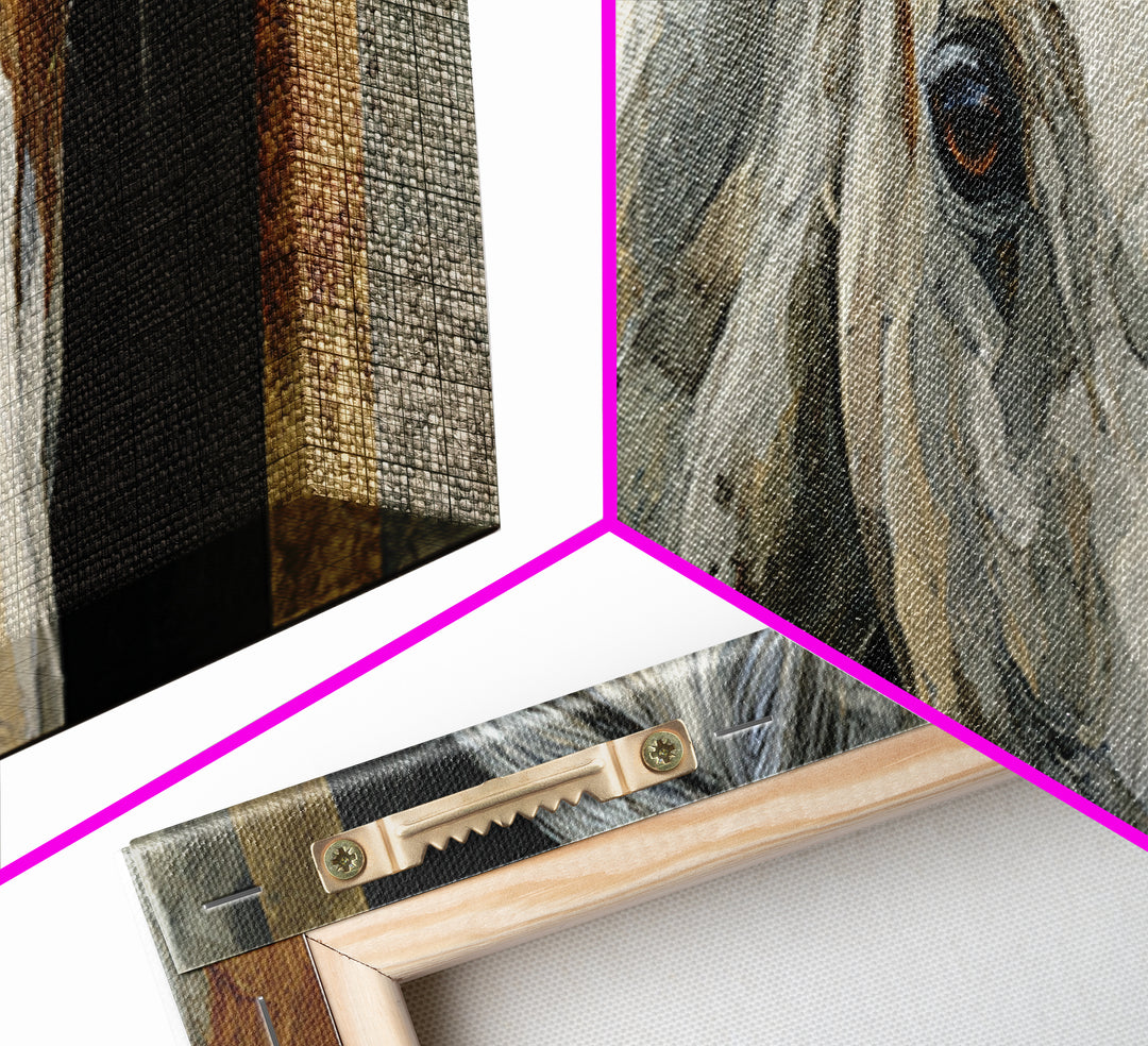 Contemporary Horse Portrait Canvas Print, Living Room Art, Abstract Art, Living Room Decor, Living, Living Room Wall Art, LIR-3x1-26