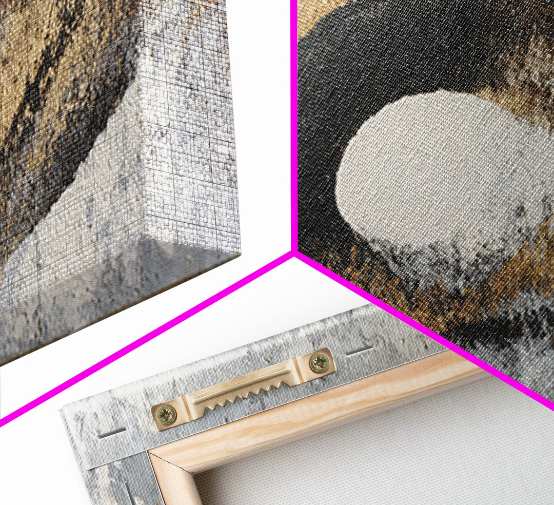 Monochrome Stone Texture Abstraction Framed Canvas Print, Living Room Art, Abstract Wall Art, Living Room Decor, Abstract Art, LIR-3x1-37