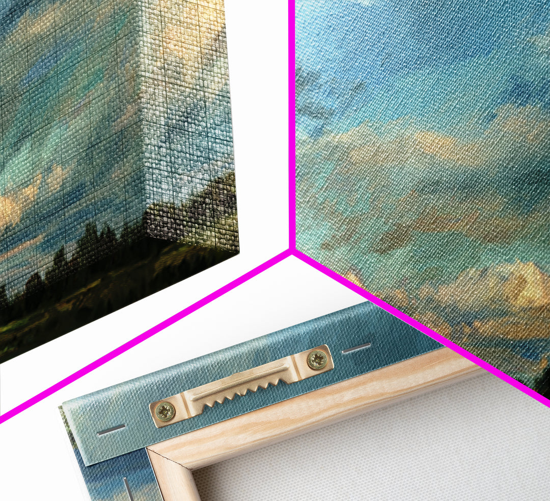 Modern Landscape with Expansive Calm Sky Canvas Print, Living Room Art, Art Print, Living Room Decor, Watercolor Art, Living, LIR-3x1-43