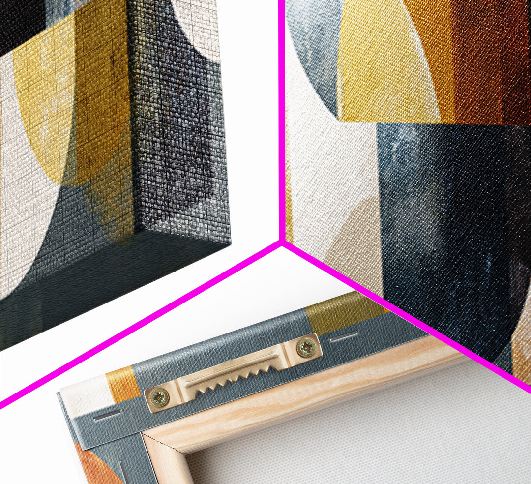 Mid Century Geometric Artwork Canvas Print, Living Room Art, Textured Painting, Living Room Decor, Abstract Art, Living, LIR-3x1-48