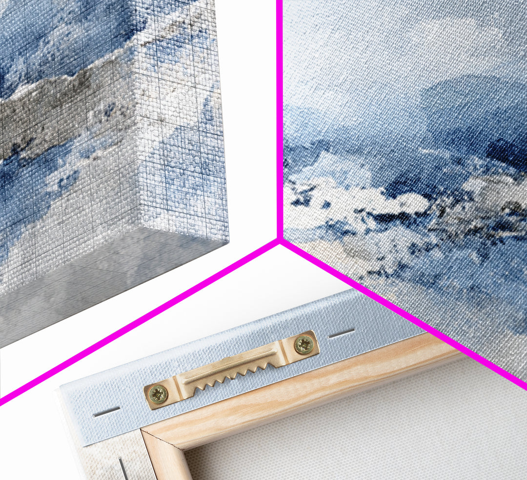 Coastal Aerial Shoreline Framed Canvas Print, Living Room Art, Printable, Living Room Decor, Oil Painting, Living, LIR-3x1-51