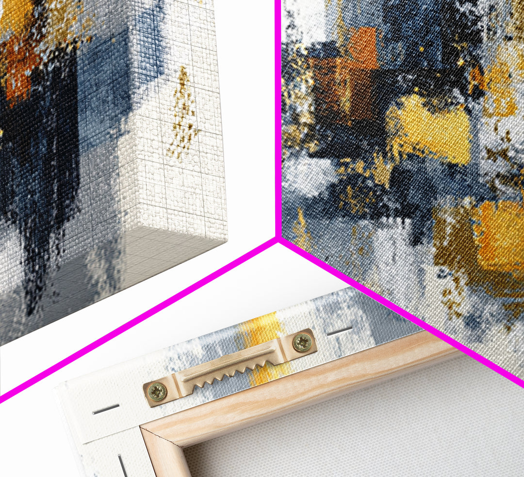Gold Accented Abstract Brushwork Canvas Print, Living Room Art, Living Room Wall Art, Living Room Decor, Abstract Art, Living, LIR-3x1-54