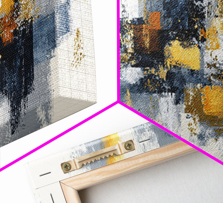 Gold Accented Abstract Brushwork Canvas Print, Living Room Art, Living Room Wall Art, Living Room Decor, Abstract Art, Living, LIR-3x1-54