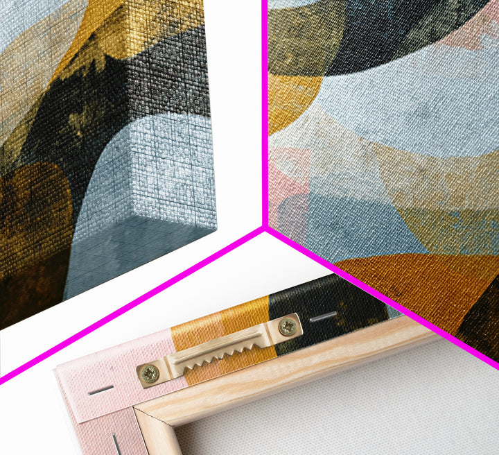Gold Accented Abstract Brushwork Framed Canvas Print, Living Room Art, Large Wall Art, Living Room Decor, Abstract Art, Living, LIR-3x2-18