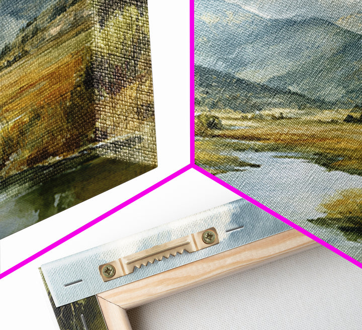 Classic Mountain Panorama for Cozy Interiors Framed Canvas Print, Living Room Art, Boho Wall Art, Living Room Decor, Living, LIR-3x2-20