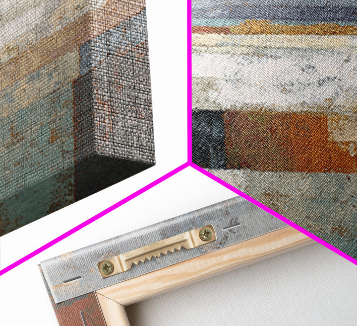 Mid Century Geometric Artwork Framed Canvas Print, Living Room Art, Textured Painting, Living Room Decor, Abstract Art, Living, LIR-3x2-60