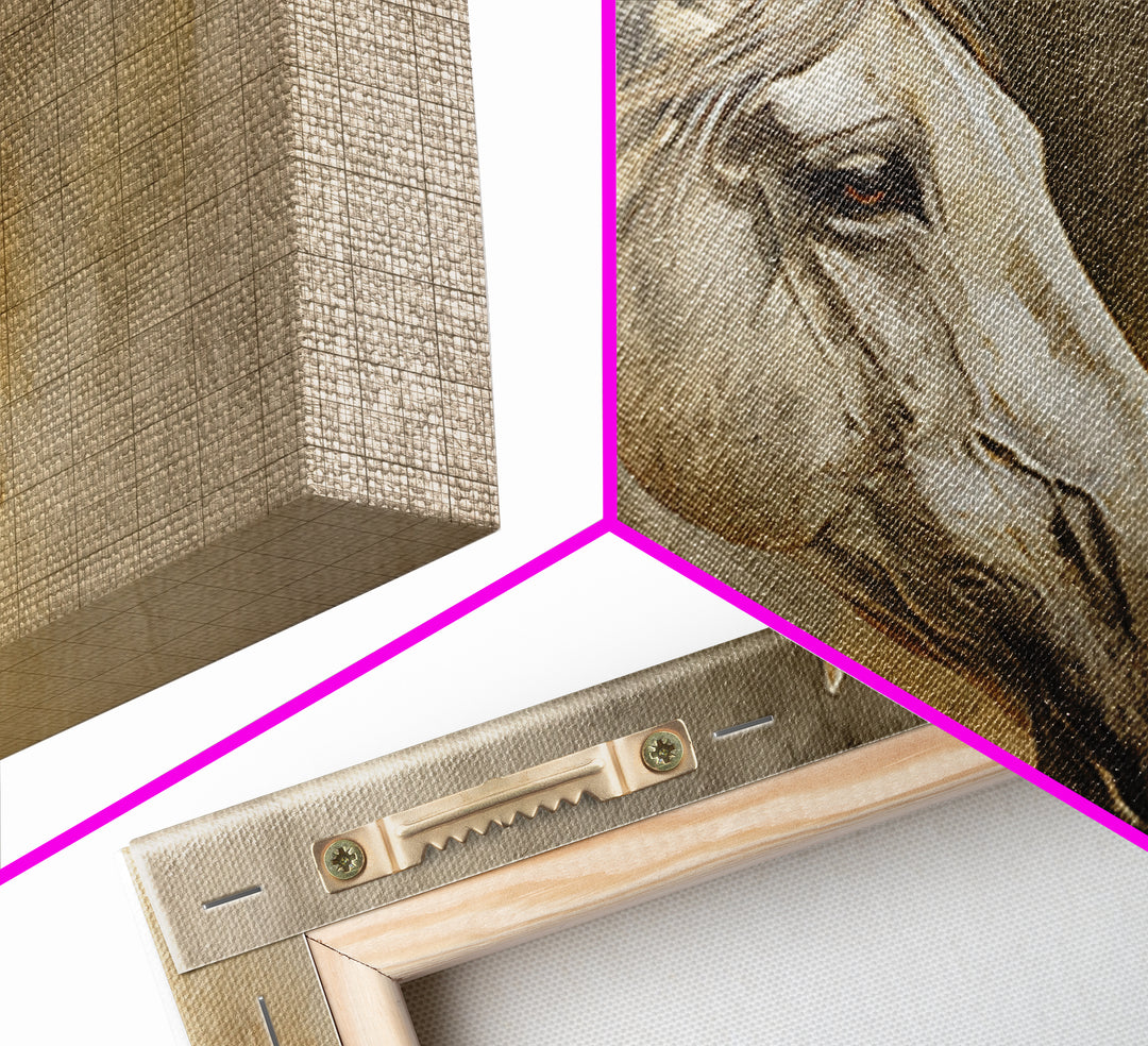 Contemporary Horse Portrait Framed Canvas Print, Living Room Art, Boho Wall Art, Living Room Decor, Oil Painting, Living, LIR-3x2-86