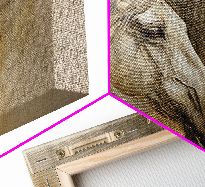 Contemporary Horse Portrait Framed Canvas Print, Living Room Art, Boho Wall Art, Living Room Decor, Oil Painting, Living, LIR-3x2-86