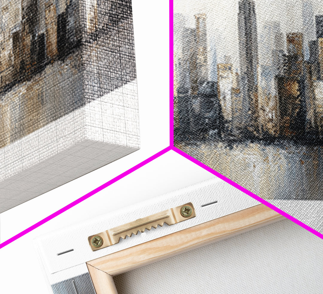 Modern City Skyline Canvas Print, Living Room Art, Modern Wall Art, Living Room Decor, Fine Art, Living, Textured Painting, LIR-3x2-98