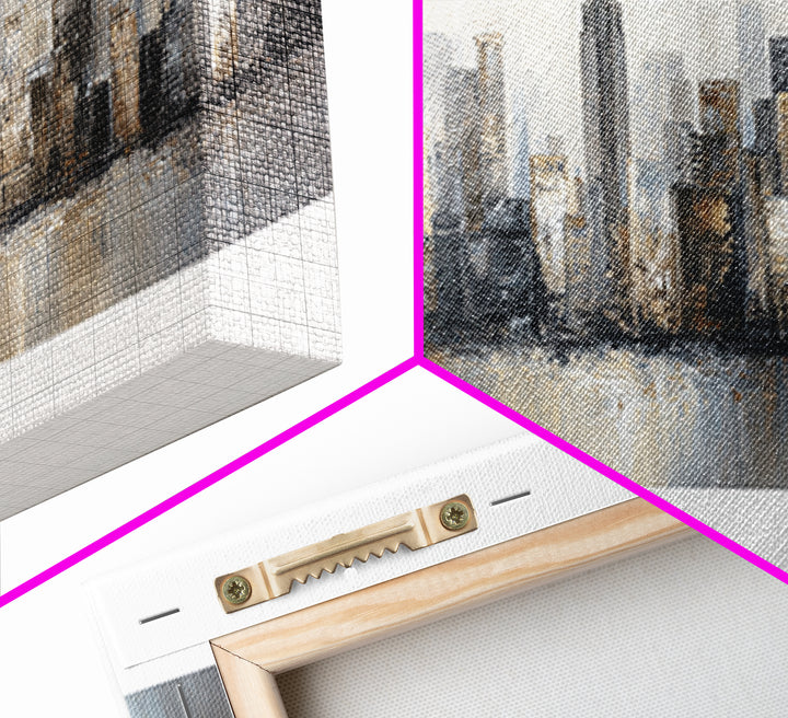 Modern City Skyline Canvas Print, Living Room Art, Modern Wall Art, Living Room Decor, Fine Art, Living, Textured Painting, LIR-3x2-98