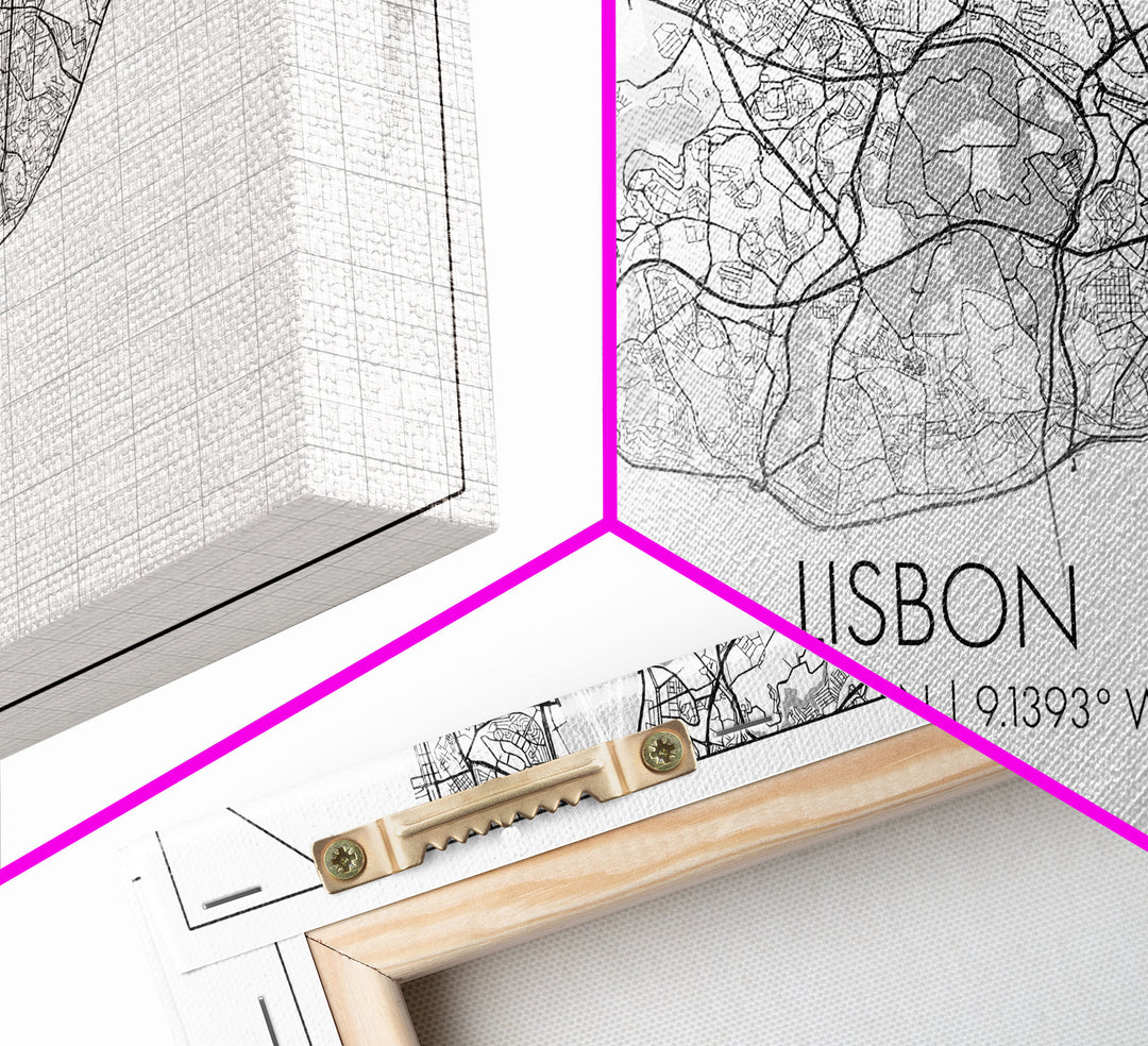 Lisbon City Map, Portugal Map, Map Art, Modern Art, Wall Art, Canvas Art, Travel Wall Décor, Apartment Wall Art, Book Lover Gift, Office Art