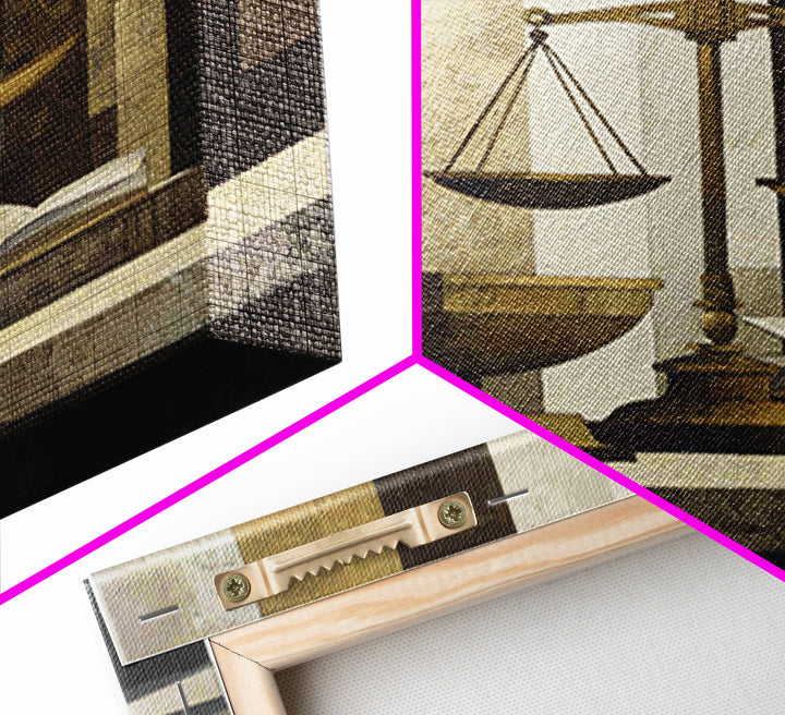 Classical Scales of Justice Framed Canvas Print, Law Office Art, Law, Office Decor, Counsel, Modern Decor, Fine Art Print, LOA-1x1-1