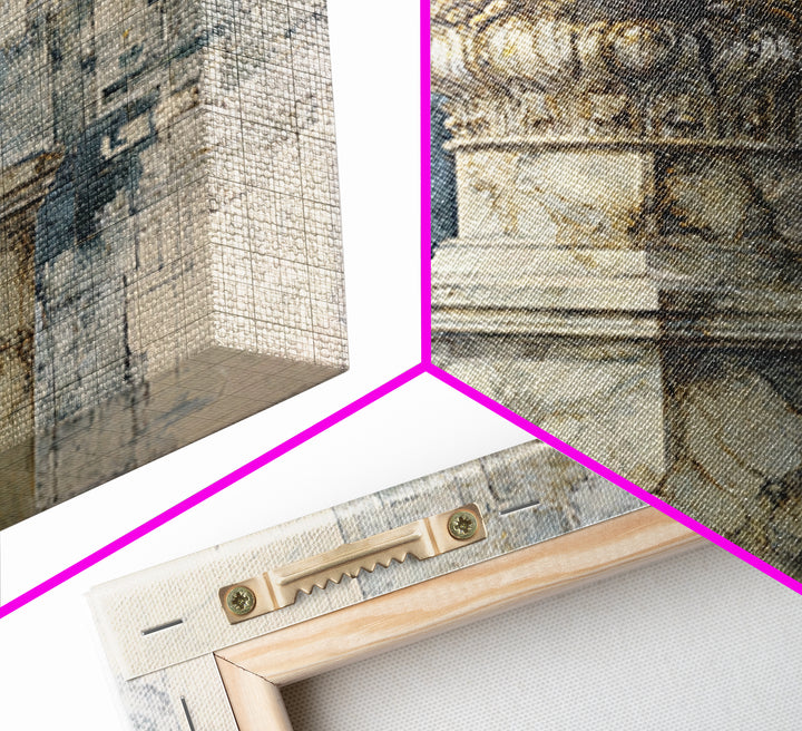 Marble Courthouse Column Study Without Building Scene Framed Canvas Print, Law Office Art, Office Art, Office Decor, Counsel, LOA-1x1-27